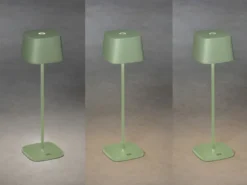 Wiederaufladbare LED Outdoor Akku Tischleuchte CAPRI dimmbar Grün, Höhe 36cm