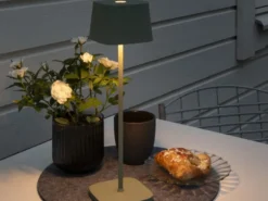 Wiederaufladbare LED Outdoor Akku Tischleuchte CAPRI dimmbar Grün, Höhe 36cm