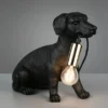 Witzige LED Tischleuchte besondere Hundelampe Schwarz, Höhe 23,5cm
