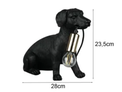 Witzige LED Tischleuchte besondere Hundelampe Schwarz, Höhe 23,5cm