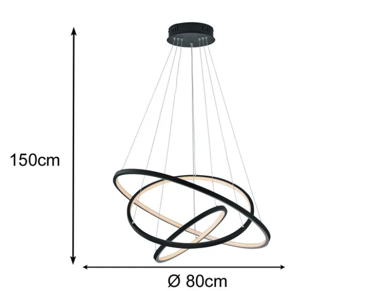 WIZ LED Pendellleuchte AARON Anthrazit mit Fernbedienung, Ø 80cm