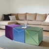 Würfel Beistelltisch 3er Set mit Spiegelglas, Höhe 40cm