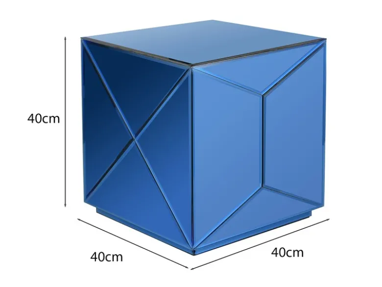 Würfel Beistelltisch 3er Set mit Spiegelglas, Höhe 40cm