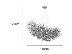 XL Kronleuchter QUEENA Silber 10-flammig Glas Kristall 2-farbig, Breite: 110cm