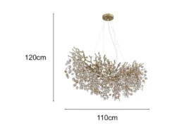 XL LED Kronleuchter Gold 10-flammig mit Glas Kristall 2-farbig, Breite 110cm