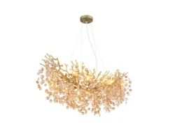 XL LED Kronleuchter Gold 10-flammig mit Glas Kristall 2-farbig, Breite 110cm