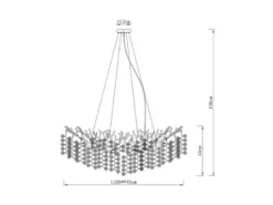 XL LED Kronleuchter Silber 10-flammig mit Glas Kristall 2-farbig, Breite 1100cm