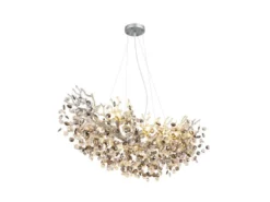 XL LED Kronleuchter Silber 10-flammig mit Glas Kristall 2-farbig, Breite 1100cm