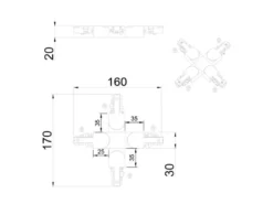 X-Verbinder Grau für 2-Phasen Schienensystem DUOline