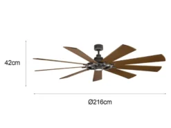 XXL Deckenventilator GENTRY mit Licht & wendbaren Flügeln in 2 Dekoren, Ø 216cm