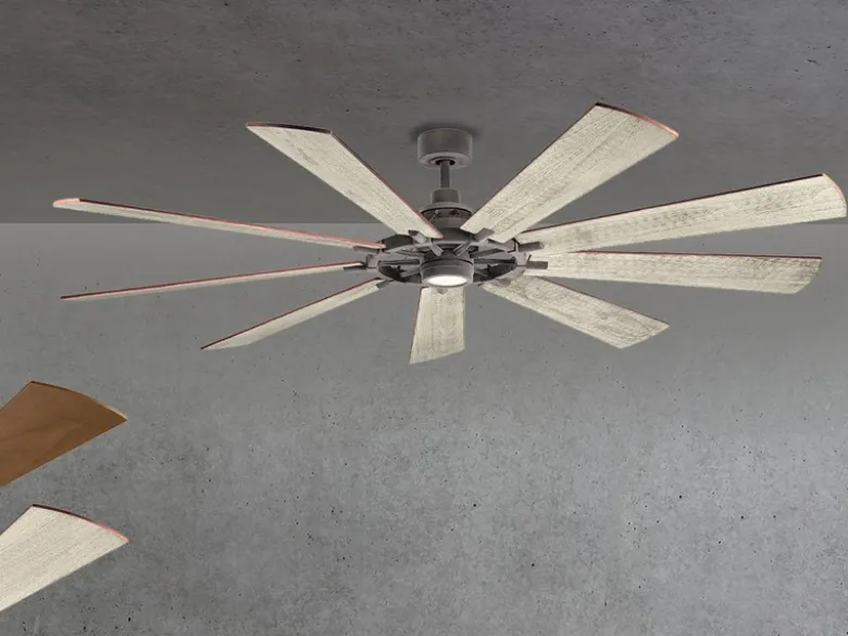XXL Deckenventilator mit Licht & wendbaren Flügeln in 2 Dekoren, Ø 216cm