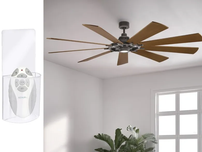 XXL Deckenventilator mit Licht & wendbaren Flügeln in 2 Dekoren, Ø 216cm