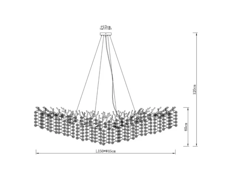 XXL Kronleuchter QUEENA Silber 16-flammig Glas Kristall 2-farbig, Breite: 150cm