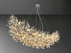 XXL Kronleuchter QUEENA Silber 16-flammig Glas Kristall 2-farbig, Breite: 150cm
