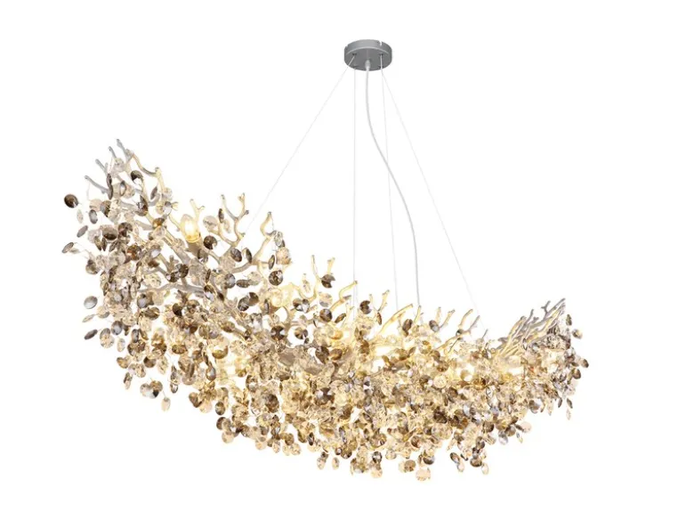 XXL Kronleuchter QUEENA Silber 16-flammig Glas Kristall 2-farbig, Breite: 150cm
