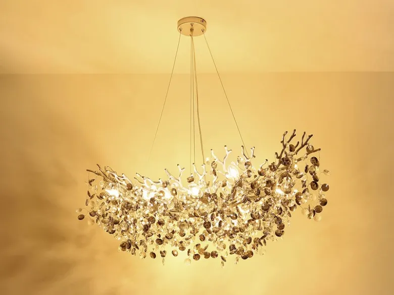 XXL Kronleuchter QUEENA Silber 16-flammig Glas Kristall 2-farbig, Breite: 150cm