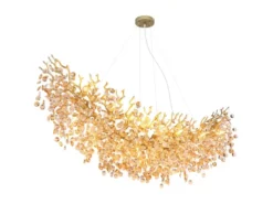 XXL LED Kronleuchter Gold 16-flammig mit Glas Kristall 2-farbig, Breite 150cm