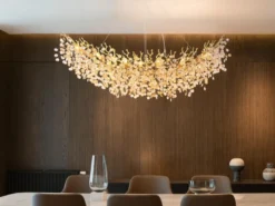 XXL LED Kronleuchter Gold 16-flammig mit Glas Kristall 2-farbig, Breite 150cm
