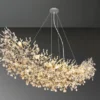 XXL LED Kronleuchter Silber 16-flammig mit Glas Kristall 2-farbig, Breite 150cm
