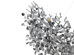 XXL LED Kronleuchter Silber 16-flammig mit Glas Kristall 2-farbig, Breite 150cm