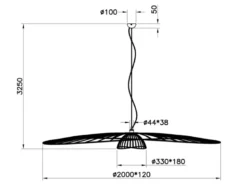 XXL LED Pendelleuchte mit Gitter Lampenschirm Schwarz Gold, Ø 200cm