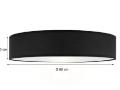 Zeitlose runde Deckenleuchte mit LED Stoffschirm Schwarz Ø 60cm