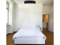 Zeitlose runde Deckenleuchte mit LED Stoffschirm Schwarz Ø 60cm