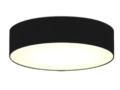 Zeitlose runde Deckenleuchte mit LED Stoffschirm Schwarz Ø 50cm