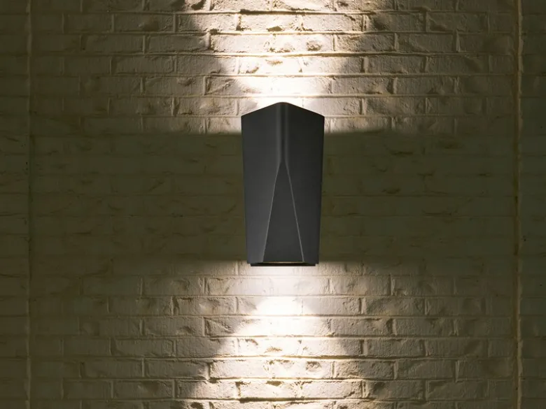 Zeitlose Up & Down LED Außenwandleuchte TAY aus Aluminiumguss in Anthrazit eckig
