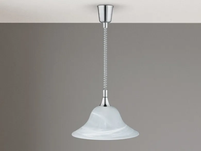 Zugpendelleuchte VIOLA Glas weiß höhenverstellbar Silber, Ø 39cm