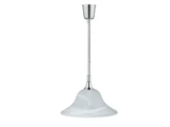 Zugpendelleuchte VIOLA Glas weiß höhenverstellbar Silber, Ø 39cm