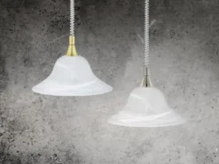 Zugpendelleuchte VIOLA Glas weiß höhenverstellbar Silber, Ø 39cm