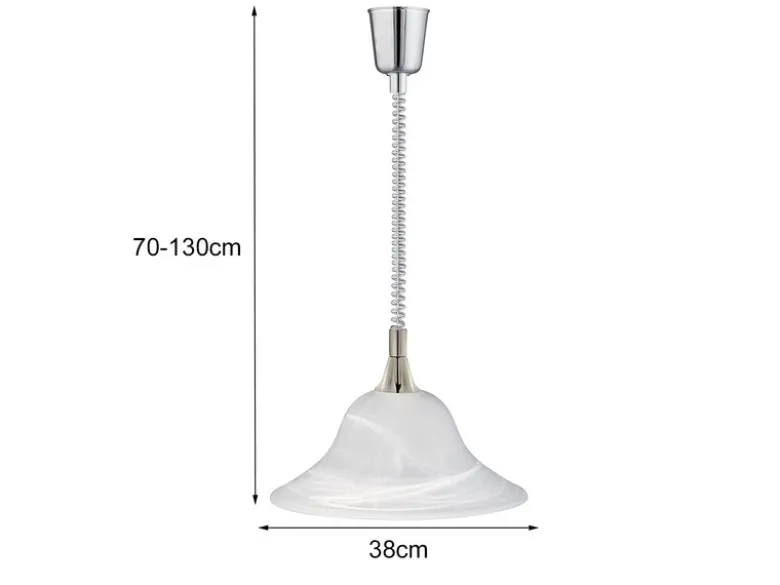 Zugpendelleuchte VIOLA Glas weiß höhenverstellbar Silber, Ø 39cm