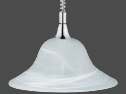 Zugpendelleuchte VIOLA Glas weiß höhenverstellbar Silber, Ø 39cm