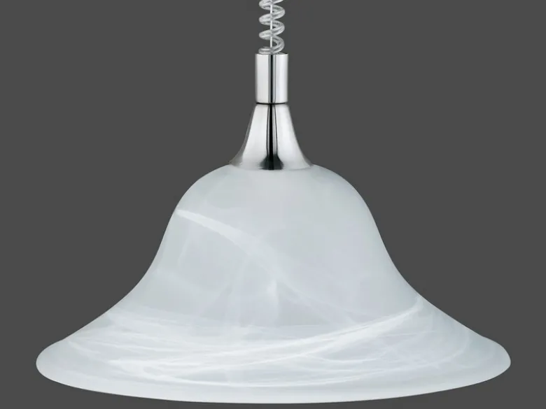 Zugpendelleuchte VIOLA Glas weiß höhenverstellbar Silber, Ø 39cm