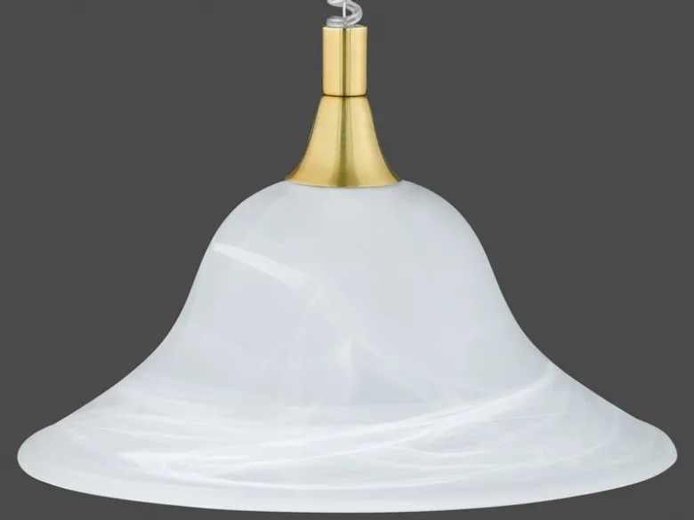 Zugpendelleuchte VIOLA Glas weiß höhenverstellbar Messing, Ø 39cm