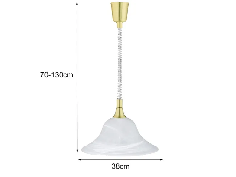 Zugpendelleuchte VIOLA Glas weiß höhenverstellbar Messing, Ø 39cm