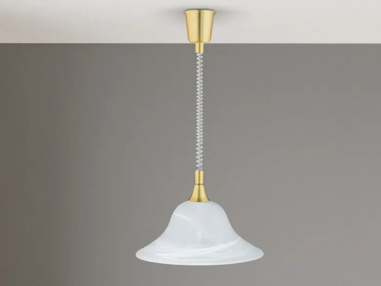 Zugpendelleuchte VIOLA Glas weiß höhenverstellbar Messing, Ø 39cm